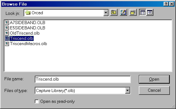 OrCAD: Open Triscend Schematic Capture Library